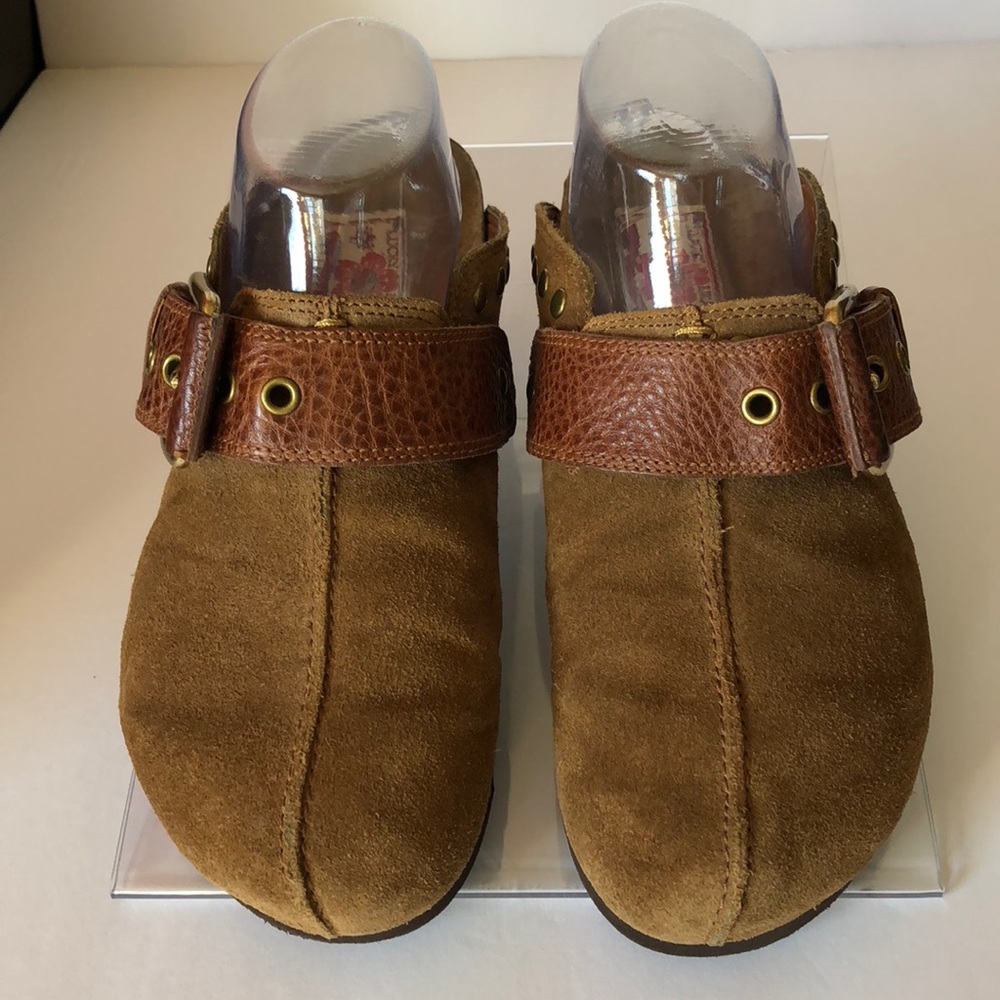 Lucky Brand 7M Brown Suede Leather clogs Mules